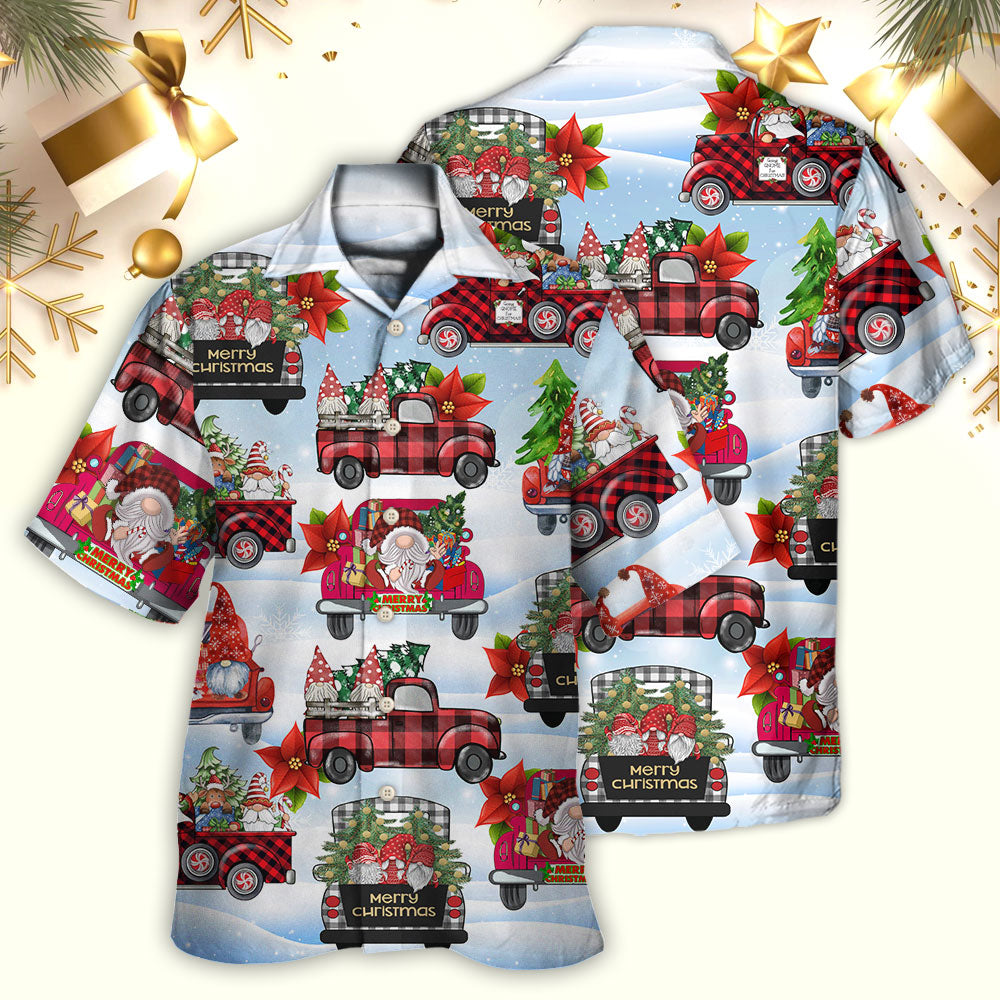 Gnome And Christmas Truck Merry Xmas - Hawaiian Shirt - Reefox