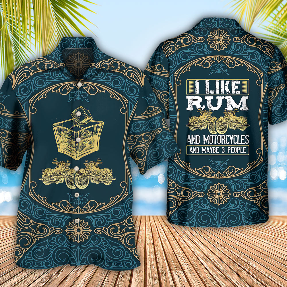 Wine Rum I Like Rum And Motorcycles - Hawaiian Shirt - Reefox