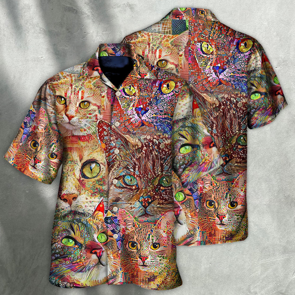 Cat Art Lover Funny Cat Colorful - Hawaiian Shirt - Reefox