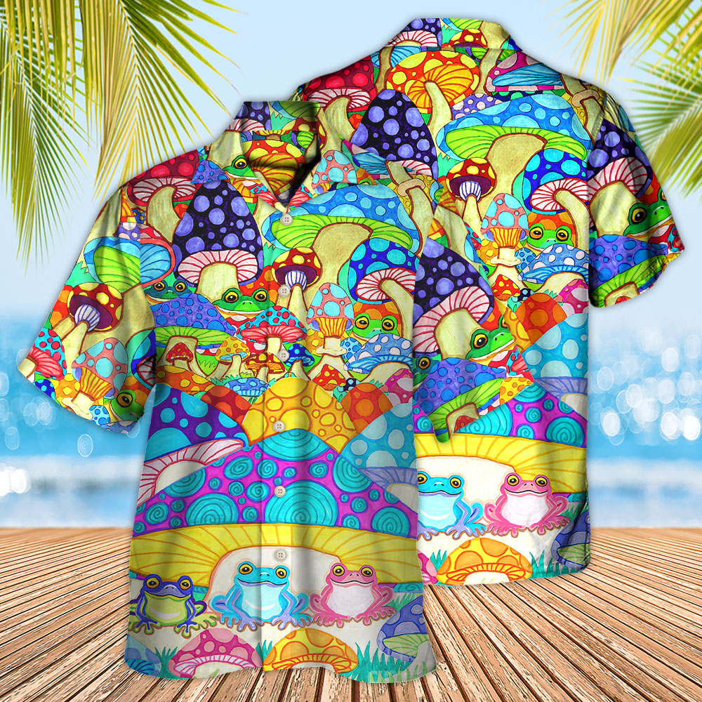 Hippie Frog Mushroom Hippie Colorful Art Peace - Hawaiian Shirt - Reefox