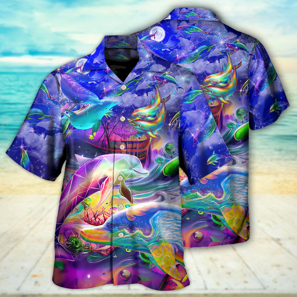 Dolphin Rainbow Jumping Into New World - Hawaiian Shirt - Reefox