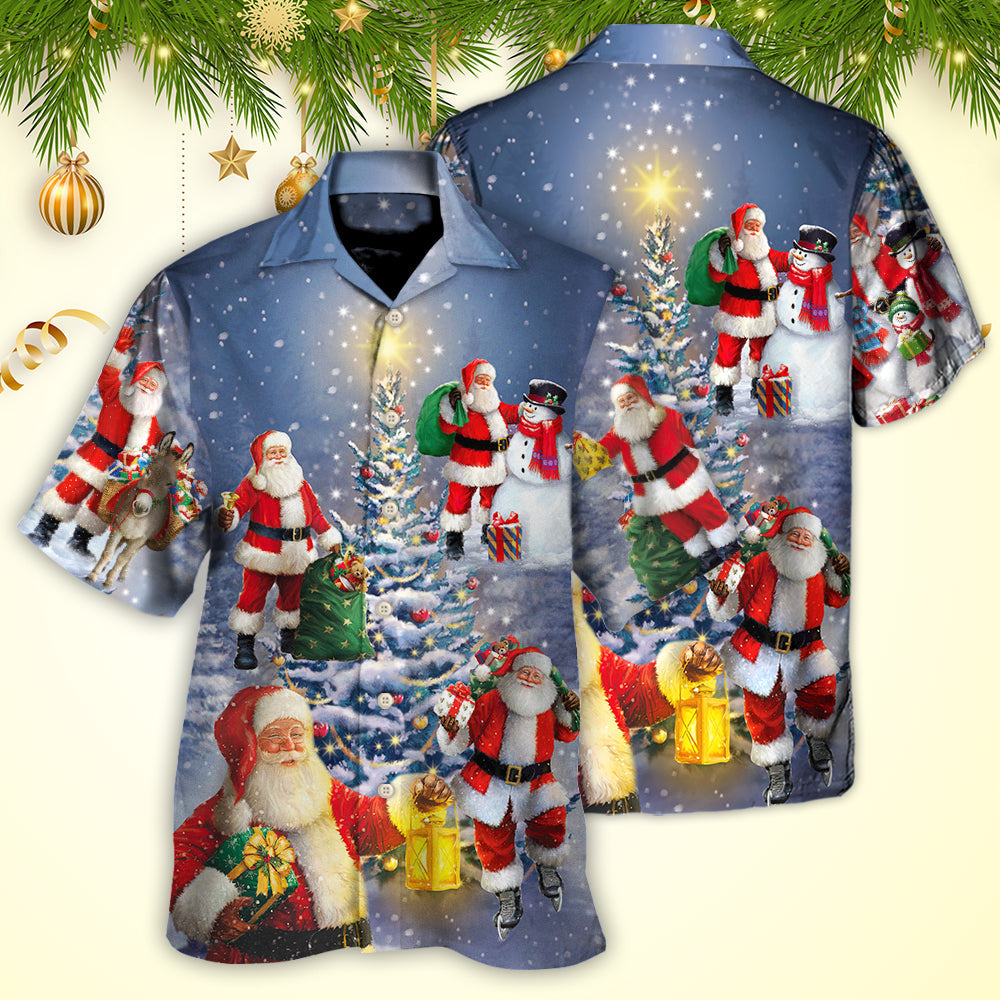 Christmas Santa Claus In Love Light Xmas Tree - Hawaiian Shirt - Reefox
