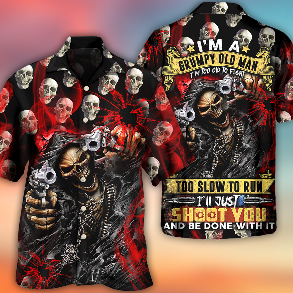 Skull Dark Gun Red Smoke Lighting - Hawaiian Shirt - Reefox