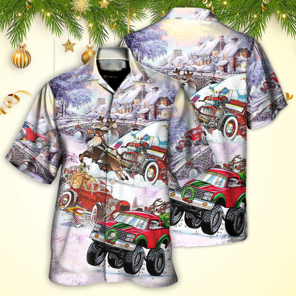 Christmas Car Run Xmas Hohoho - Hawaiian Shirt - Reefox