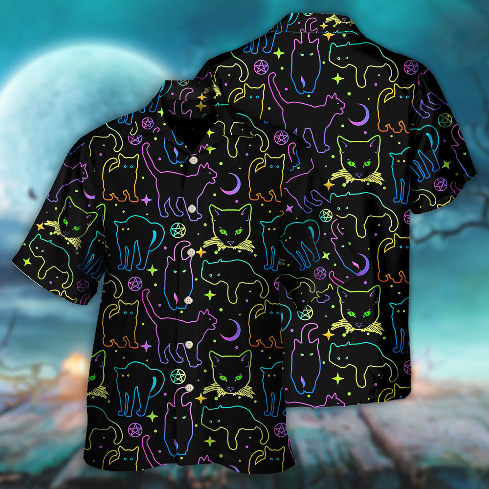 Cat Neon Colorful Playing With Kitten Magical - Hawaiian Shirt - Reefox