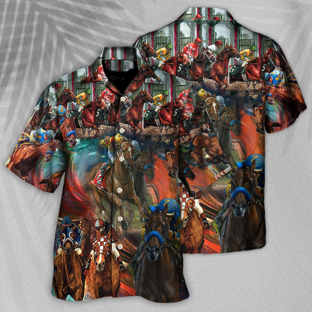 Horse Racing Colorful - Hawaiian Shirt - Reefox