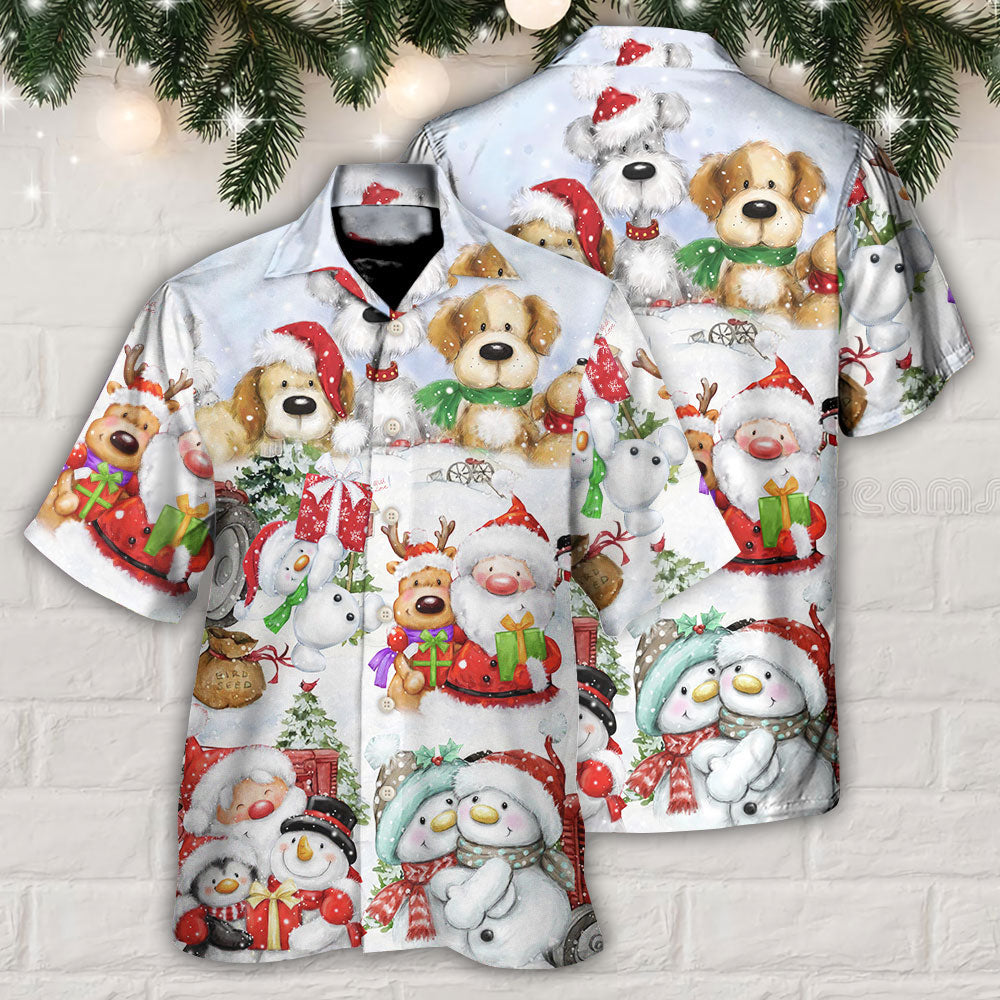 Christmas Santa And Snowman Christmas Happy Together - Hawaiian Shirt - Reefox