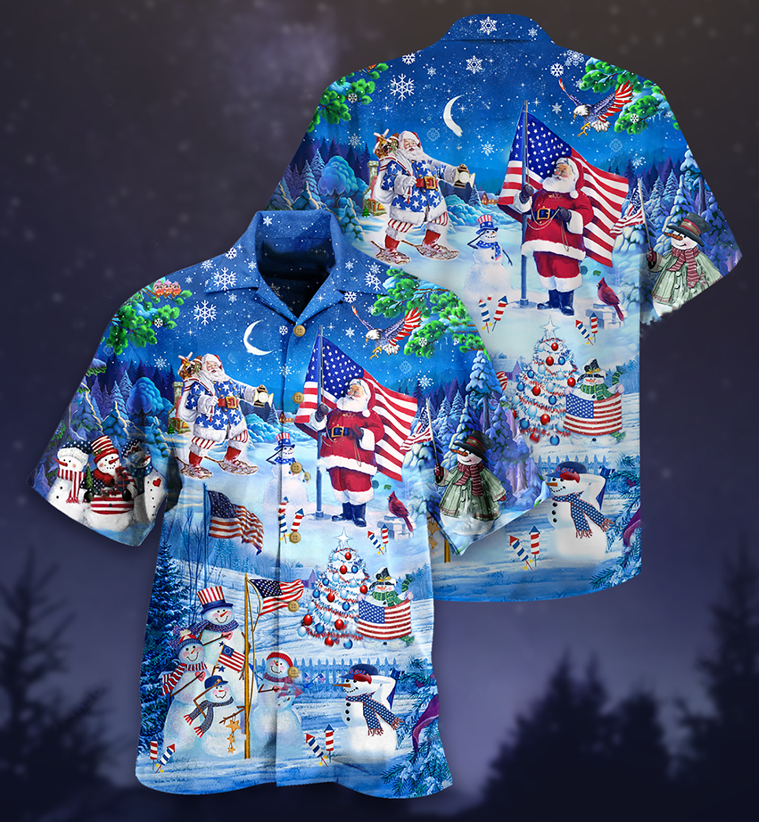 America Merry Xmas Santa Claus America - Hawaiian Shirt - Reefox