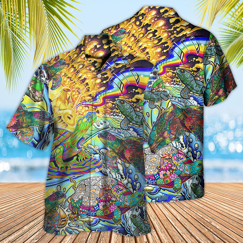 Hippie Turtle Colorful Art Peace - Hawaiian Shirt - Reefox