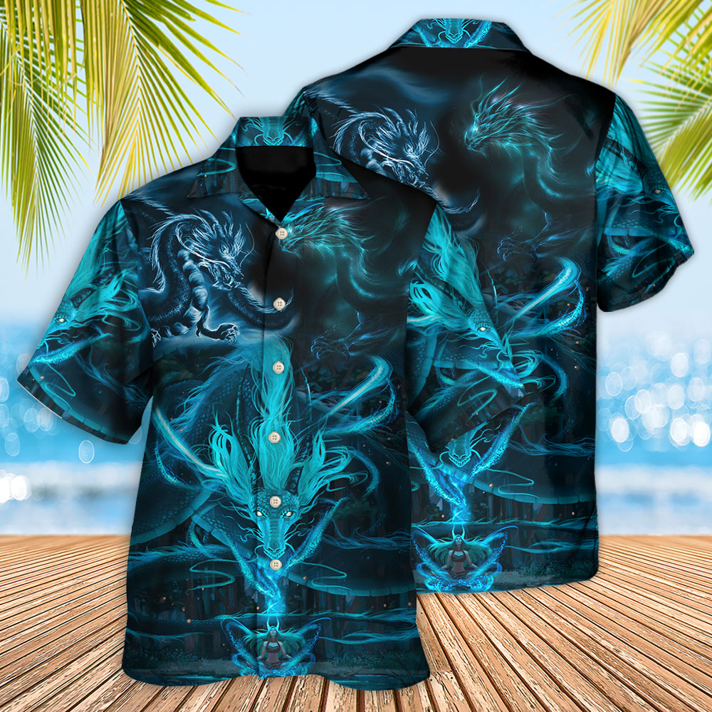 Dragon Blue Lighting And The Witch - Hawaiian Shirt - Reefox