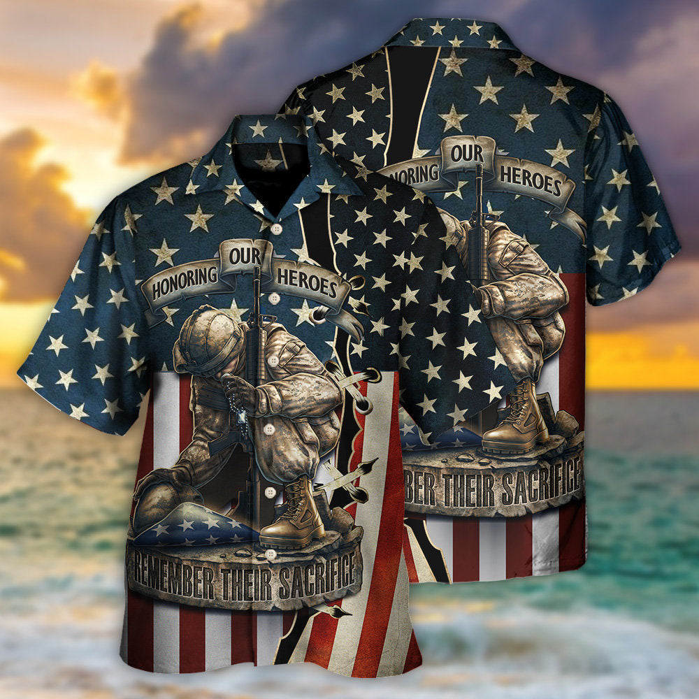 America Honoring Our Heroes Remember Their Sacrifice - Hawaiian Shirt - Reefox