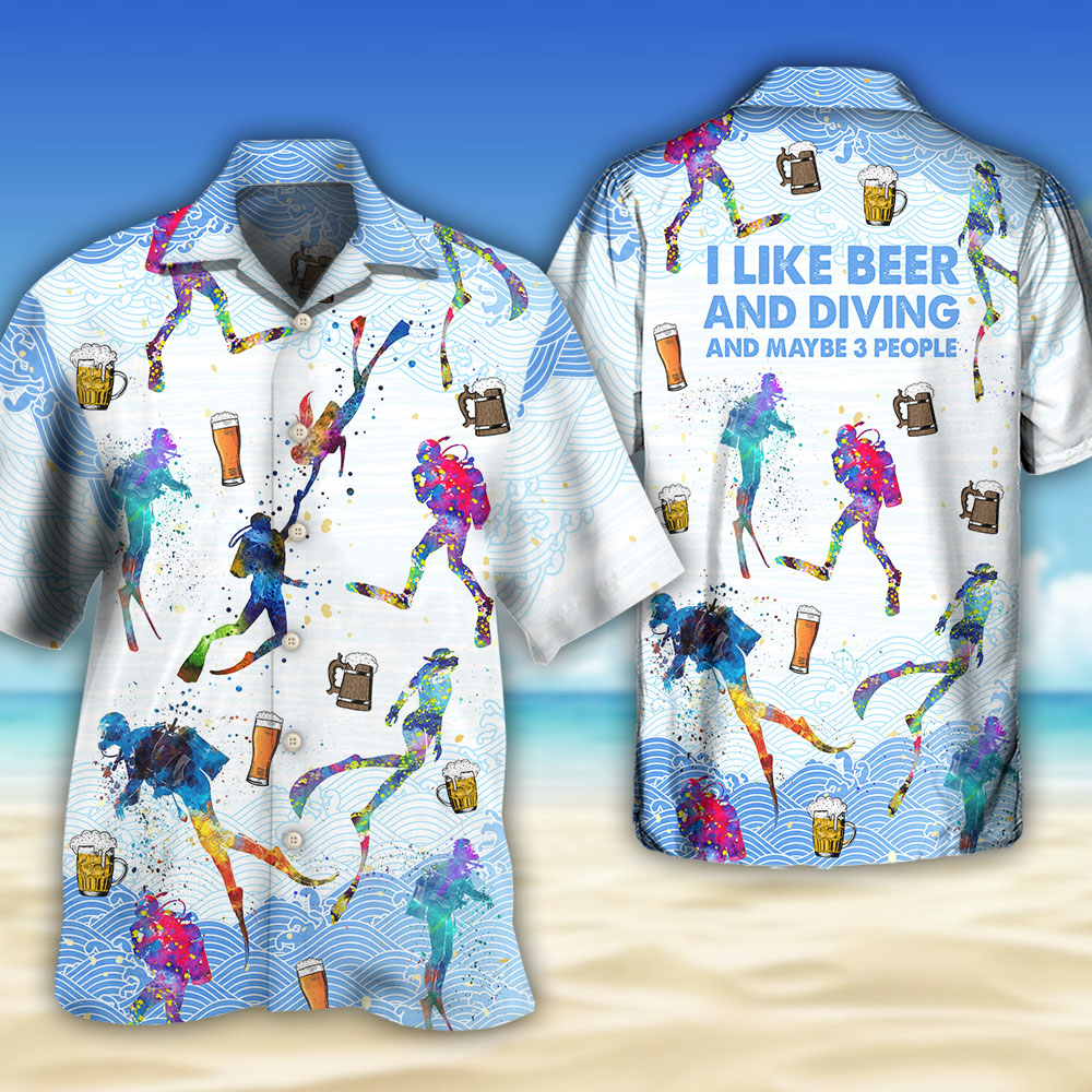 Diving I Like Beer And Diving - Hawaiian Shirt - Reefox
