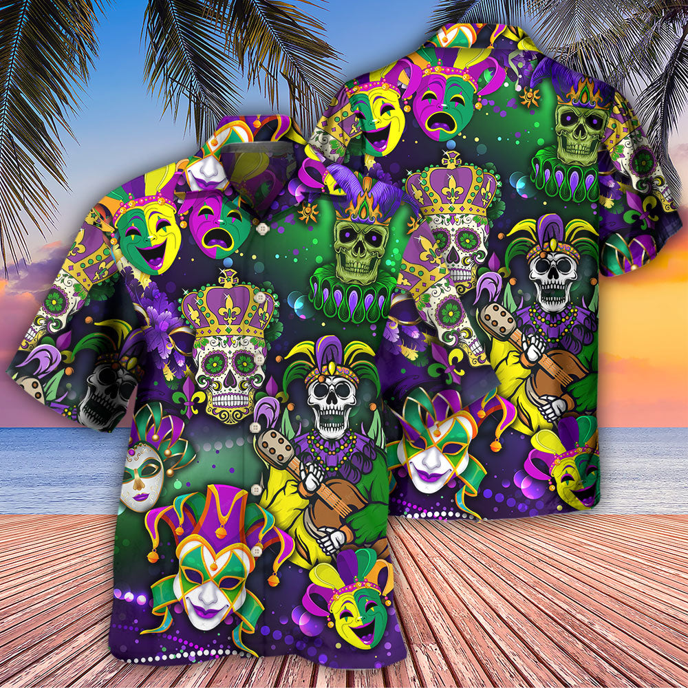 Mardi Gras Skull Art - Hawaiian Shirt - Reefox