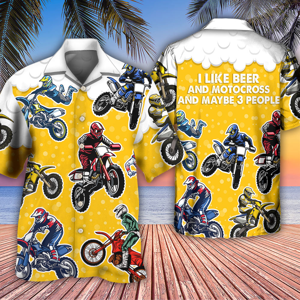 Beer I Like Beer And Motocross Style- Hawaiian Shirt - Reefox