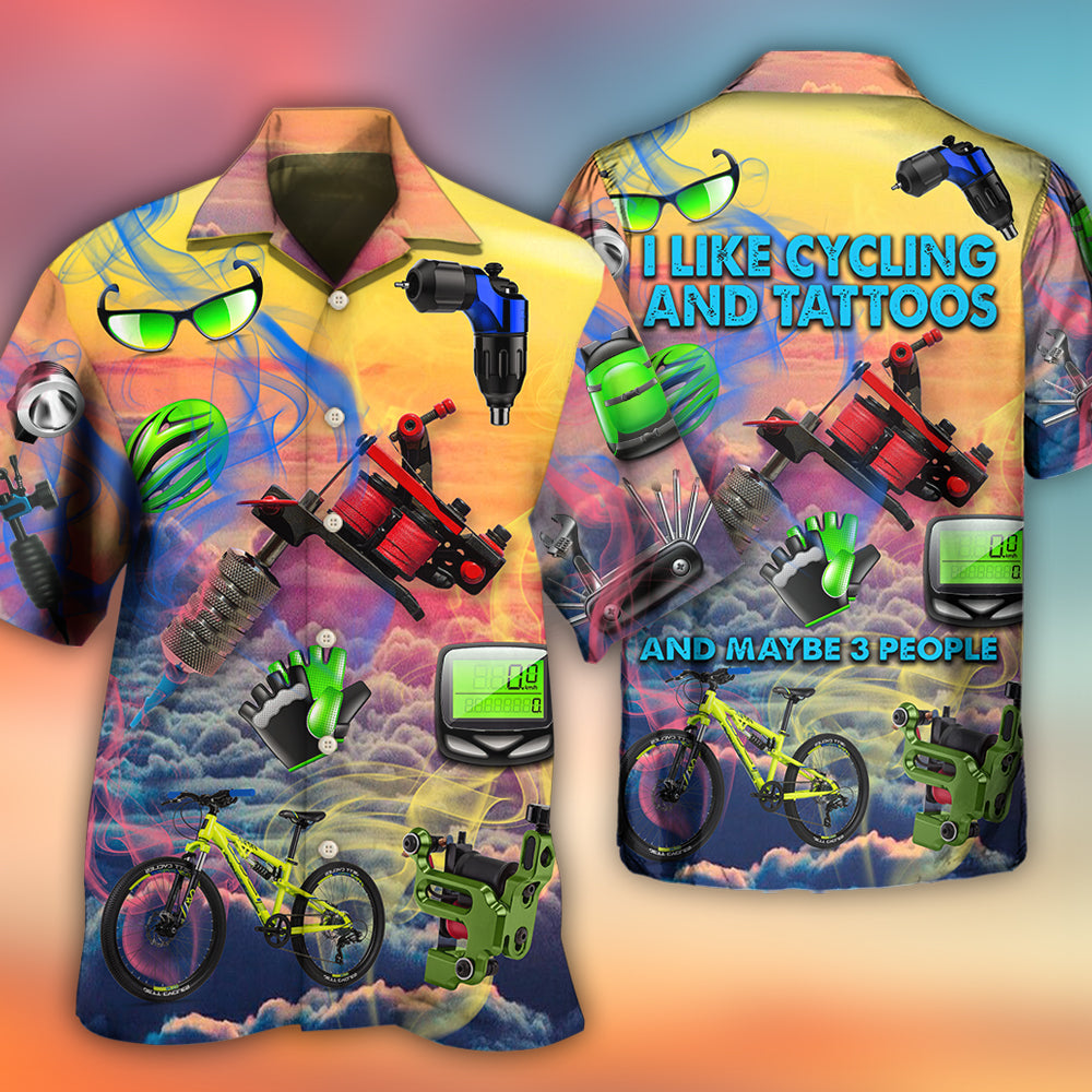 Cycling And Tatoo Lover Dream Sky - Hawaiian Shirt - Reefox