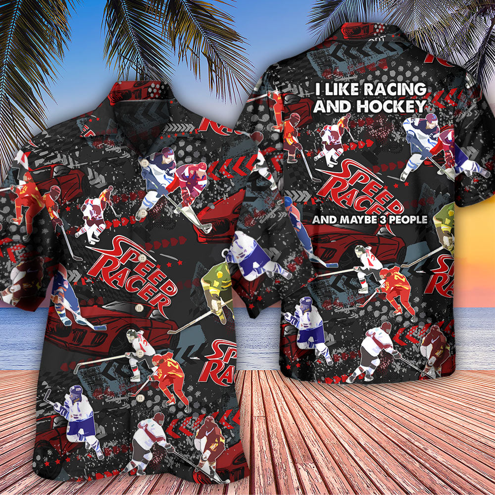 Racing I Like Racing And Hockey - Hawaiian Shirt - Reefox
