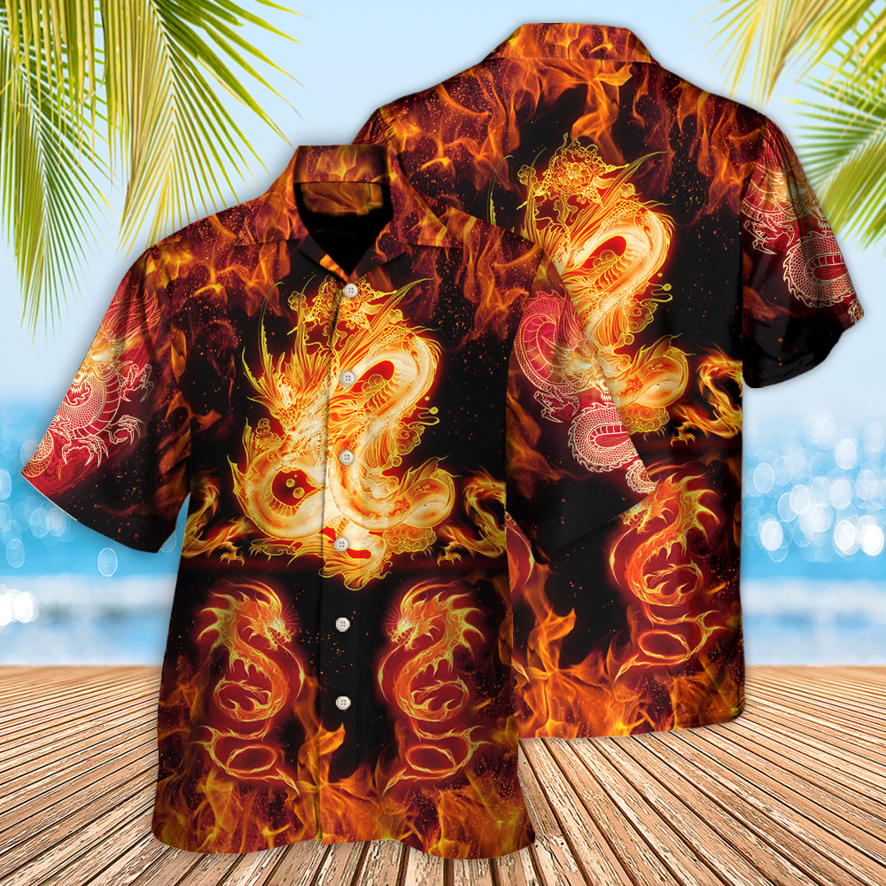 Dragon And Fireball Madness - Hawaiian Shirt - Reefox