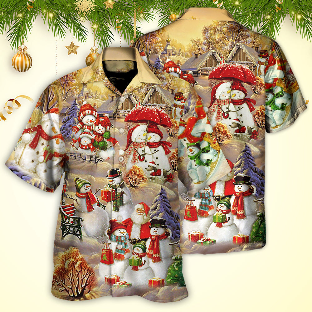 Christmas Snowman Couple Love Xmas Cool - Hawaiian Shirt - Reefox
