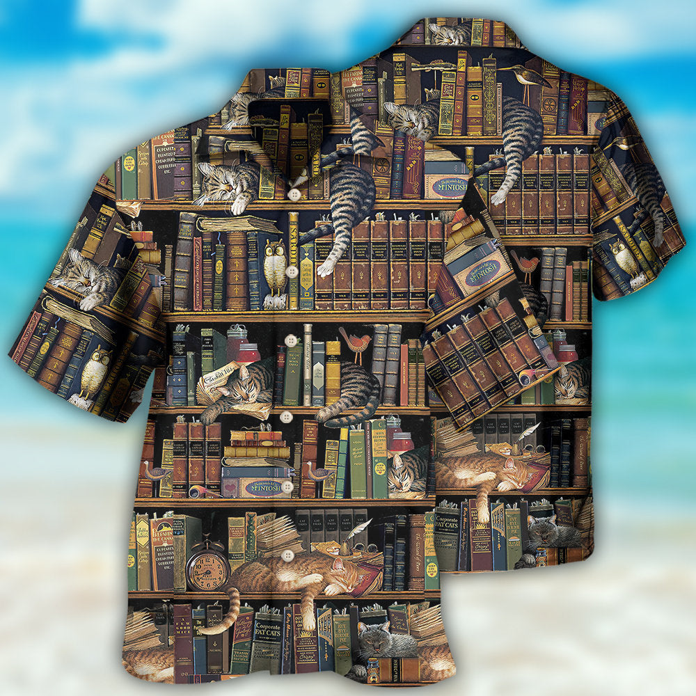 Book And Cat Vintage - Hawaiian Shirt - Reefox