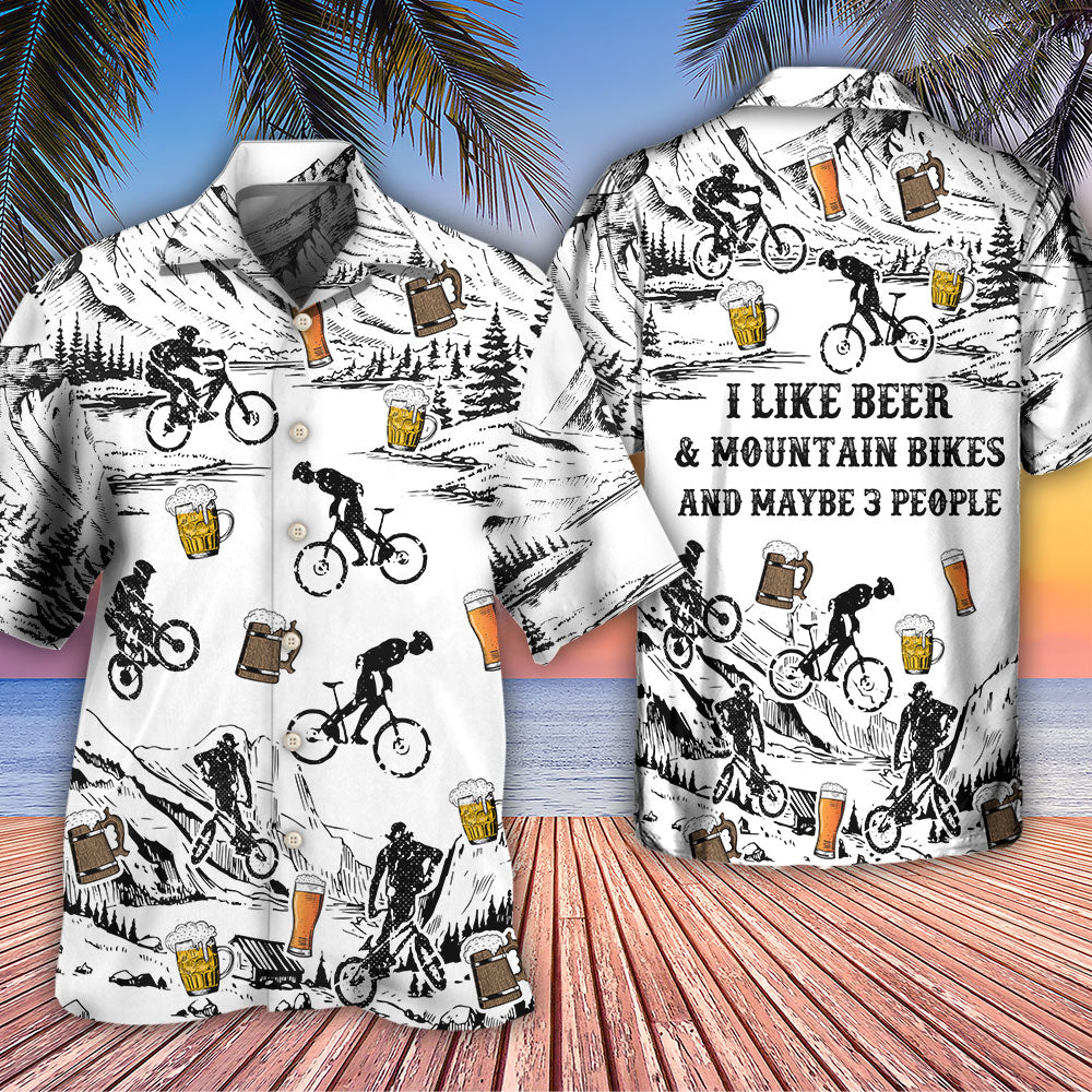 Beer I Like Beer And Mountain Bikes - Hawaiian Shirt - Reefox