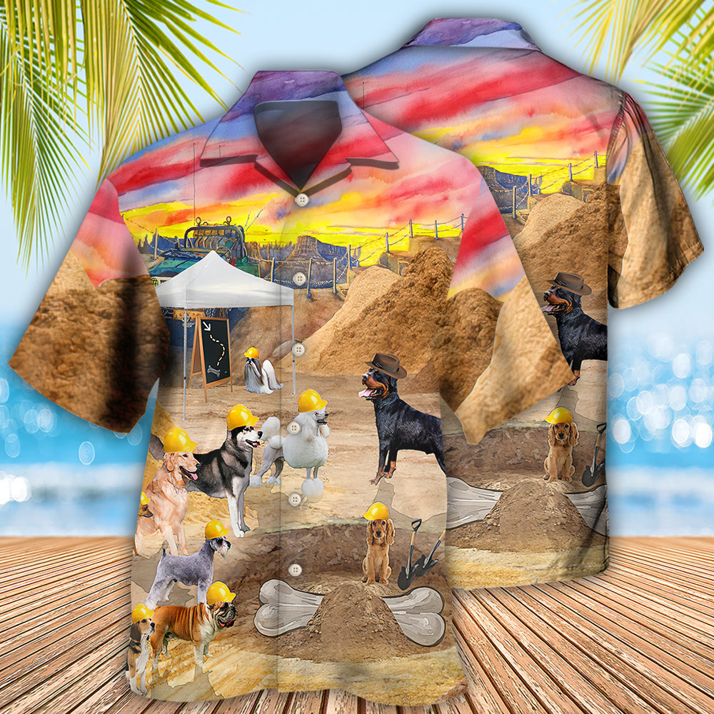 Dog Archeologist Dog Digging For Bones - Hawaiian Shirt - Reefox