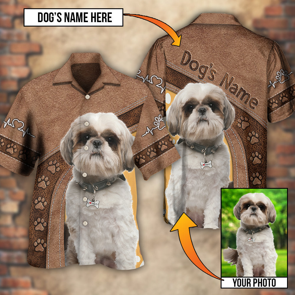 Dog Paw Brown Style Classic Custom Photo Personalized - Hawaiian Shirt - Reefox