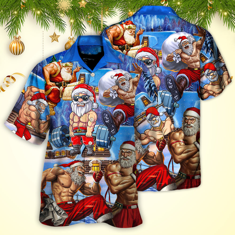 Christmas Santa Weightlifting Christmas Fitness Gym - Hawaiian Shirt - HAWS01NDN031122 - Reefox