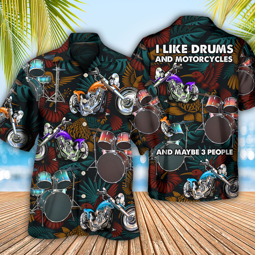 Drum I Like Drums And Motorcycles - Hawaiian Shirt - Reefox
