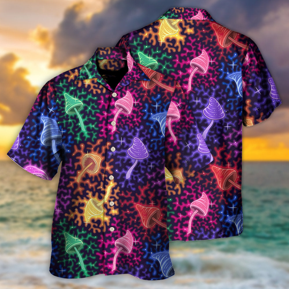 Mushroom Galaxy Rainbow Colorful Bright - Hawaiian Shirt - Reefox
