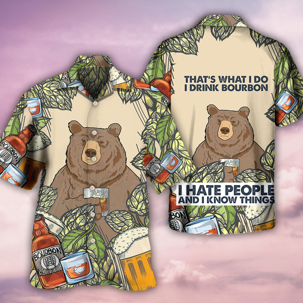 Bear I Drink Bourbon - Hawaiian Shirt - Reefox
