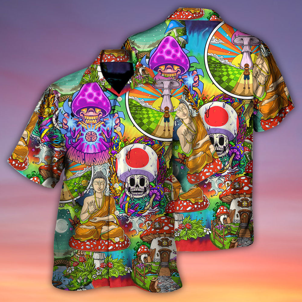 Hippie Mushroom Peace Colorful Let It Be - Hawaiian Shirt - Reefox