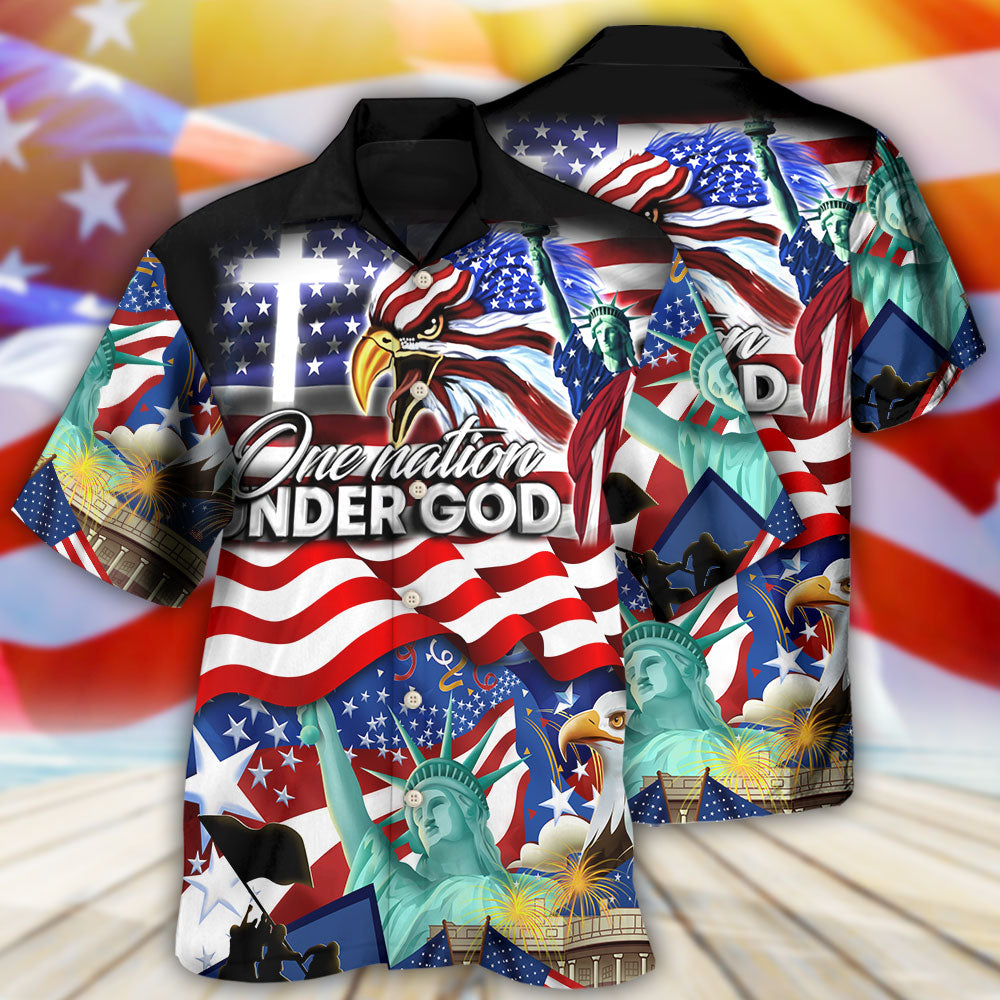 America Independence Day US One Nation Under God - Hawaiian Shirt - Reefox
