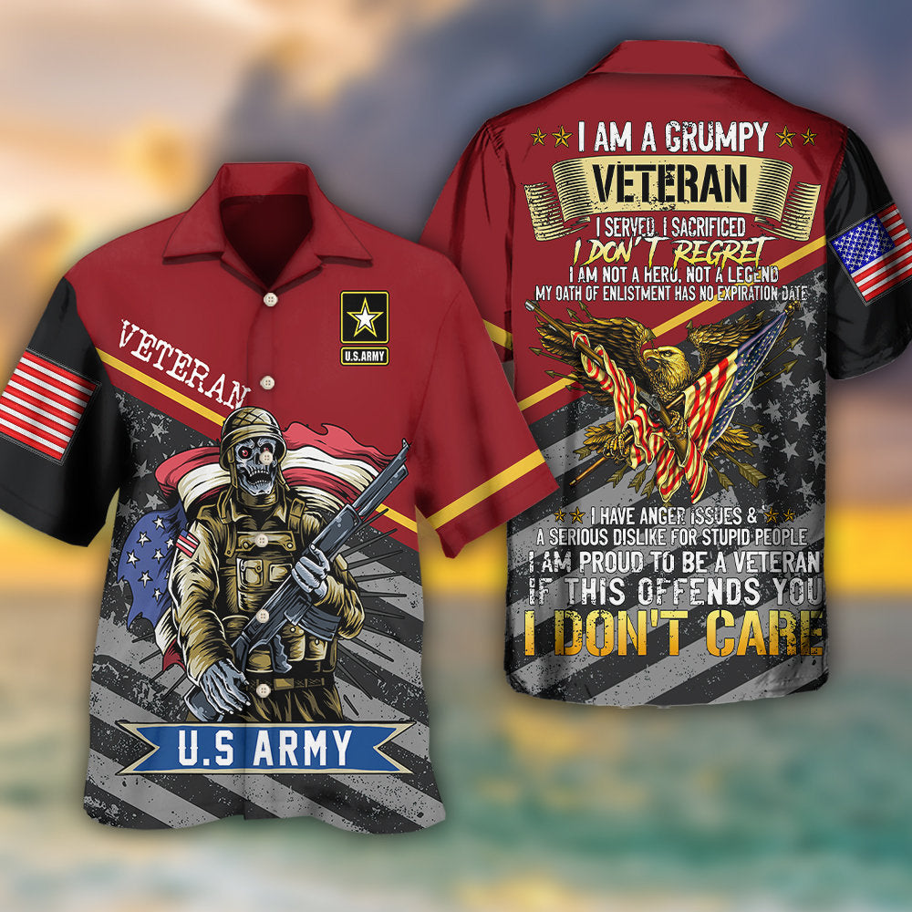 Veteran U.S Army I Am A Grumpy Veteran - Hawaiian Shirt - Reefox