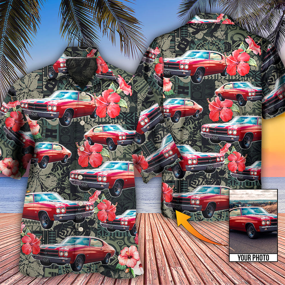 Muscle Car Tropical Leaf Custom Photo - Hawaiian Shirt - Reefox