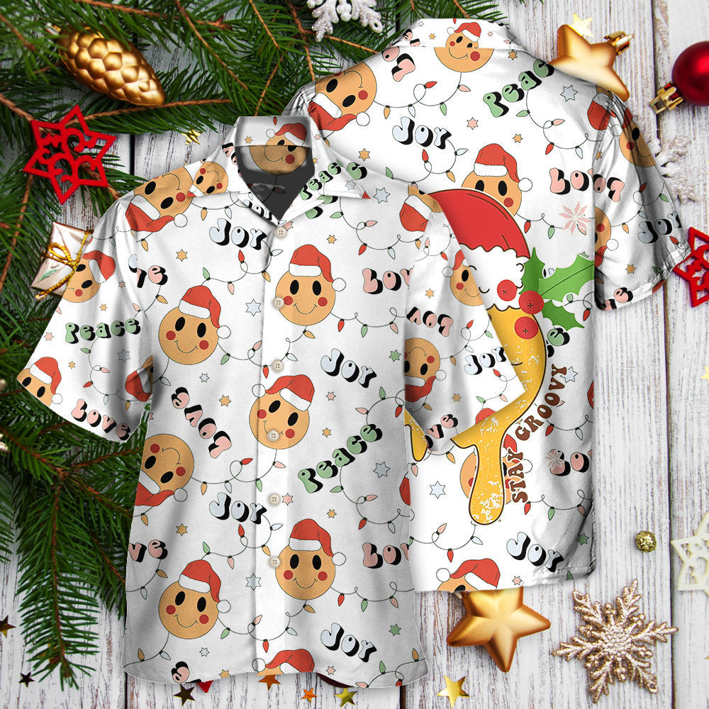 Christmas Hippie Groovy Santa Claus Smile Face - Hawaiian Shirt - Reefox