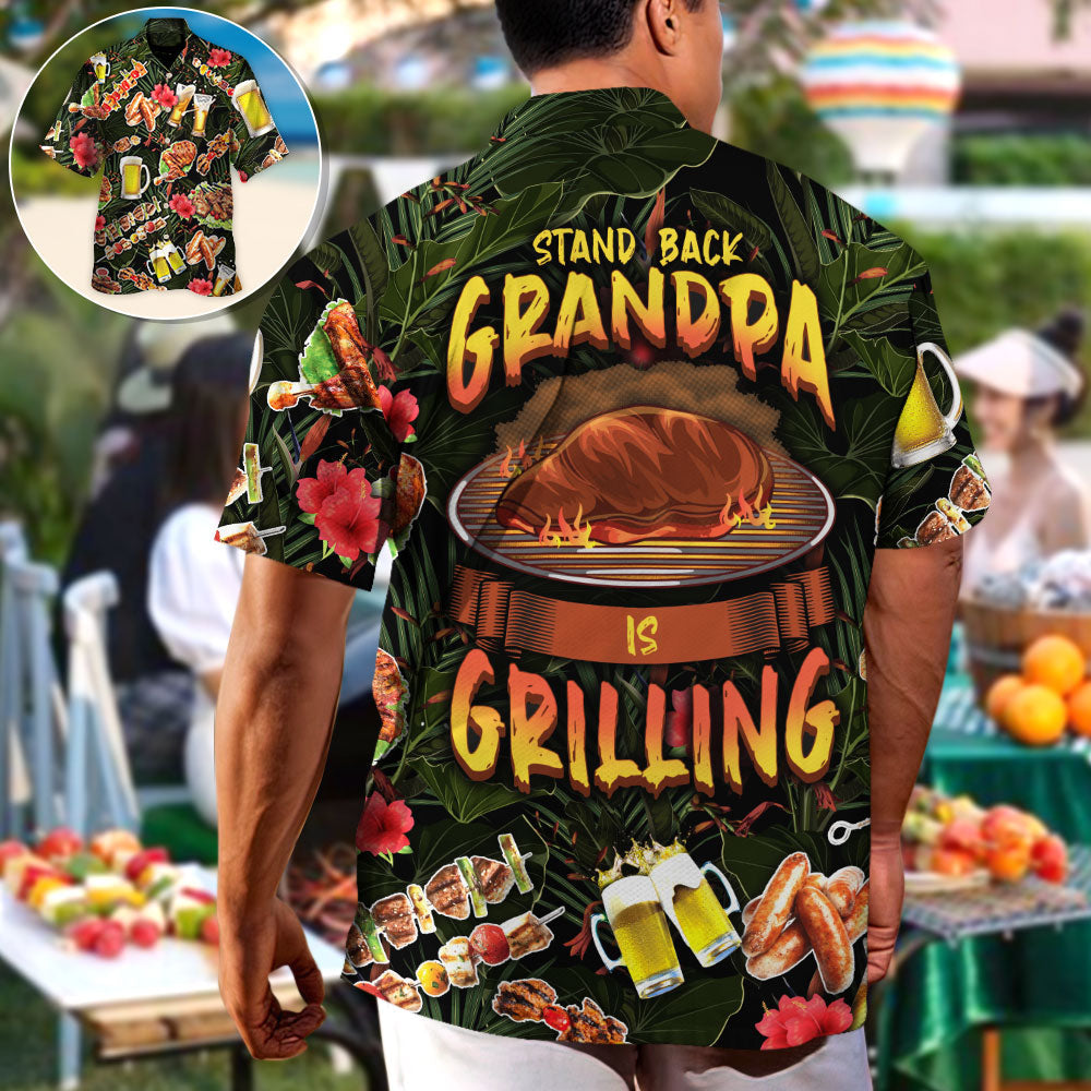 Barbecue Funny BBQ Stand Back Grandpa Is Grilling - Hawaiian Shirt
