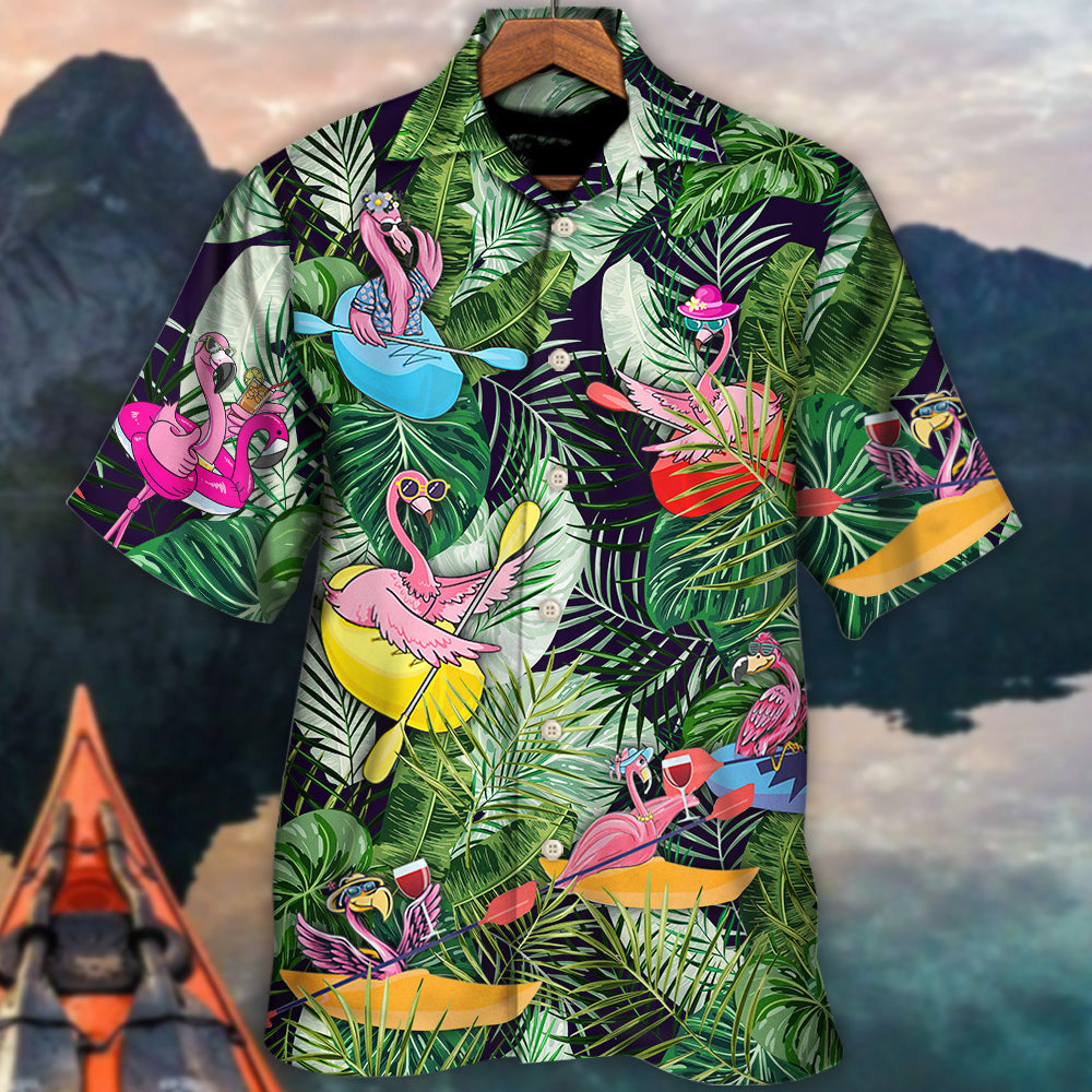 Kayaking Funny Flamingo Playing Kayaking Just Add Water Tropical Kayaking Lover - Hawaiian Shirt
