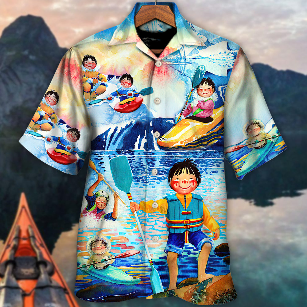 Kayaking Funny Children Playing Kayaking Live Love Kayak Kayaking Lover - Hawaiian Shirt