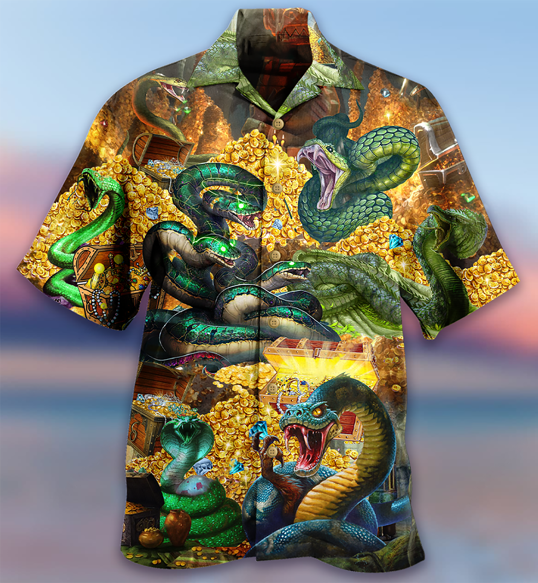 Snake Love Gold Cool - Hawaiian Shirt - Reefox