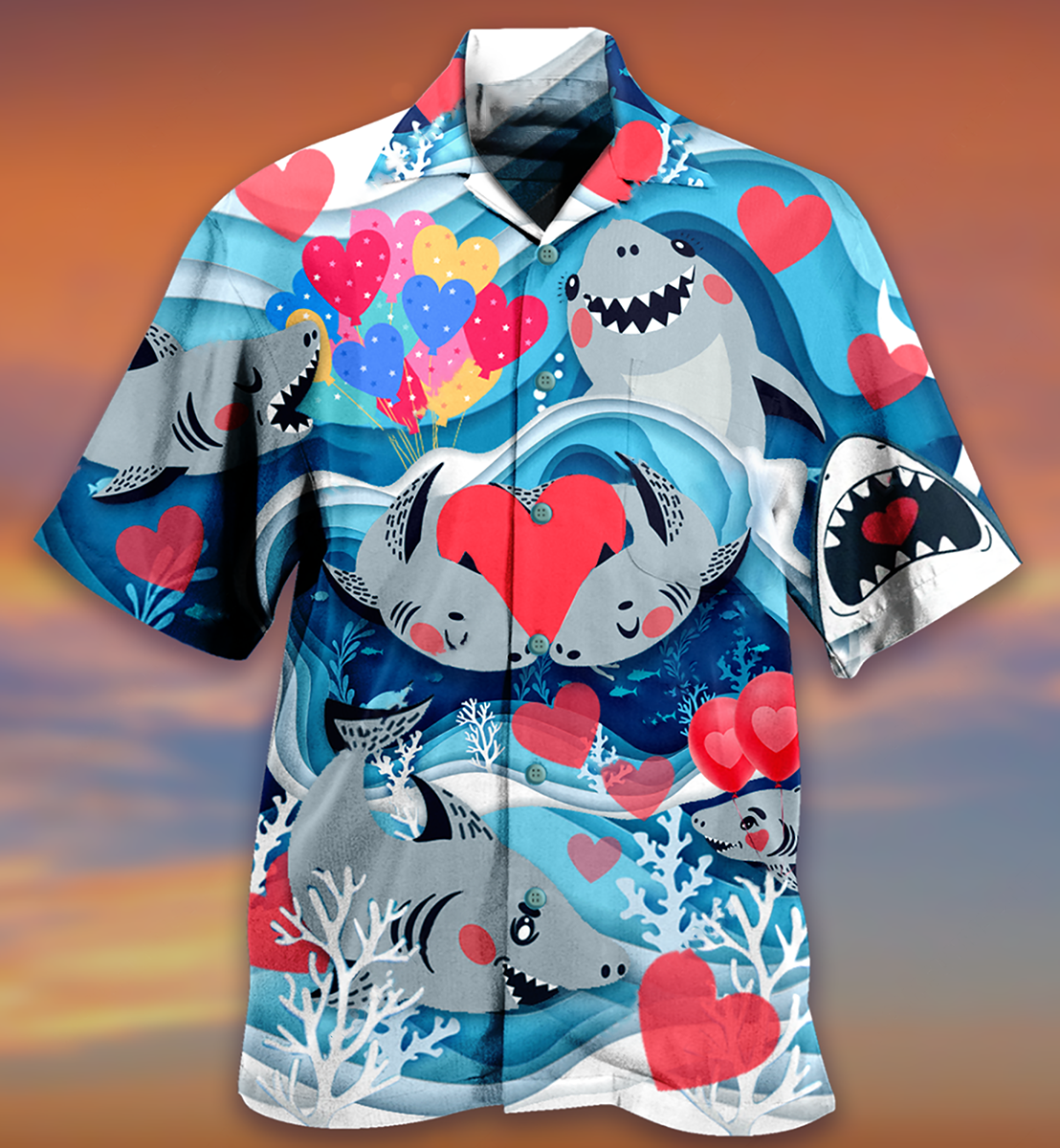 Shark Couple Love Style - Hawaiian Shirt - Reefox