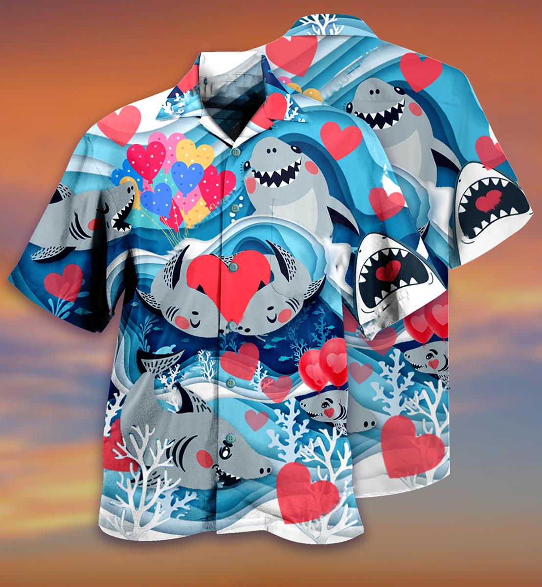 Shark Couple Love Style - Hawaiian Shirt - Reefox