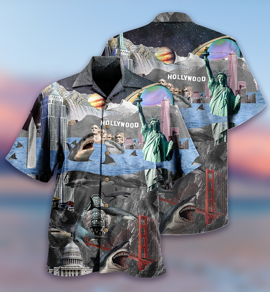 Shark In America Hollywood - Hawaiian Shirt - Reefox