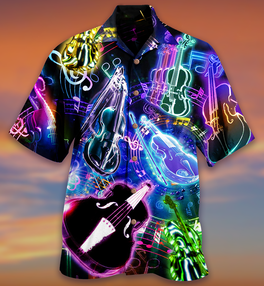 Violin Music Neon Style - Hawaiian Shirt - Reefox
