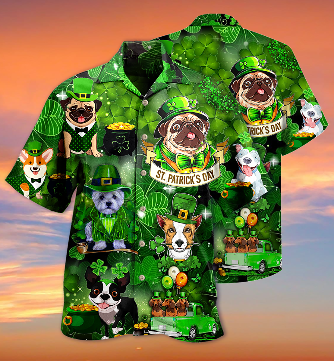 Irish Dogs Love Irish - Hawaiian Shirt - Reefox