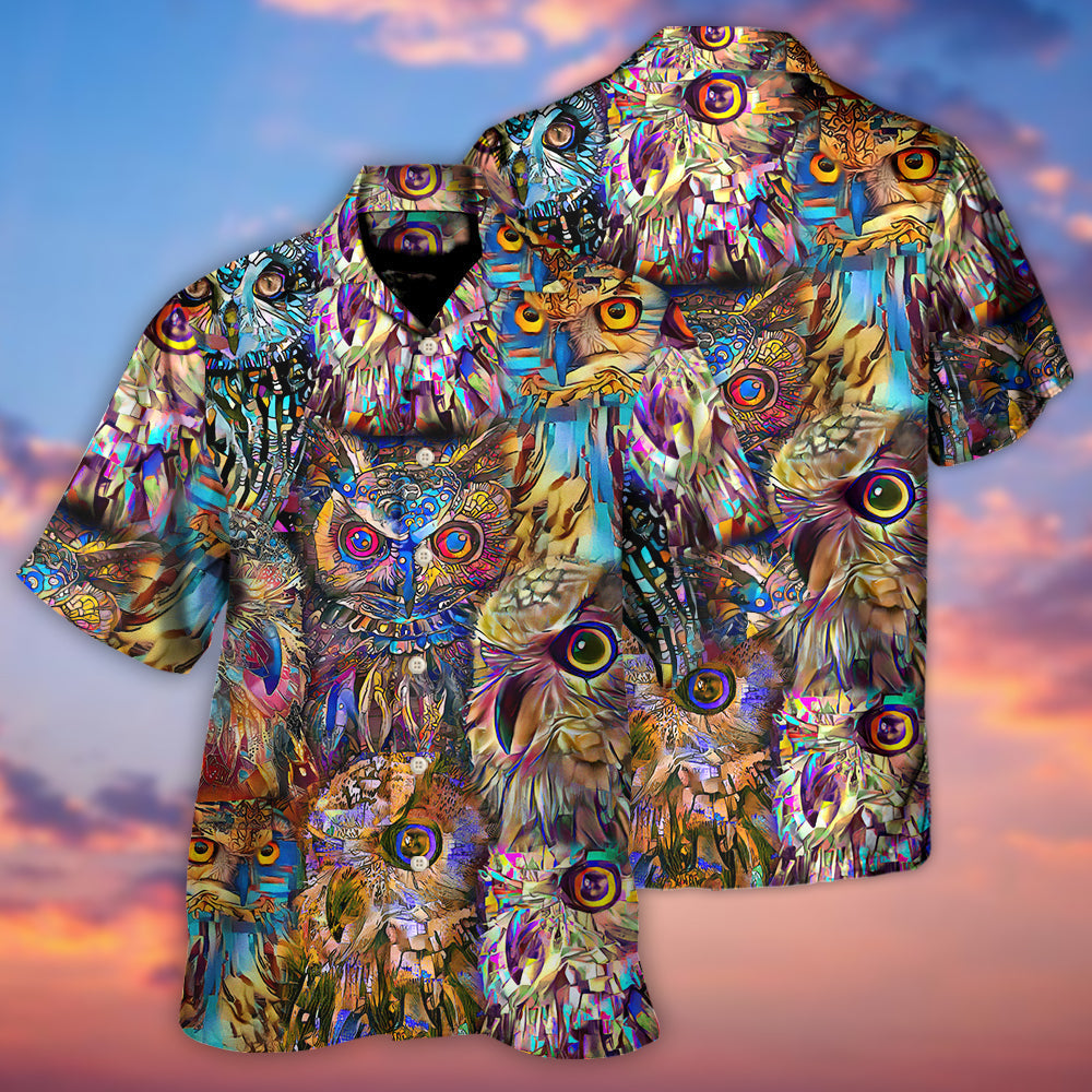 Owl Wild Animal Neon Colorful - Hawaiian Shirt - Reefox