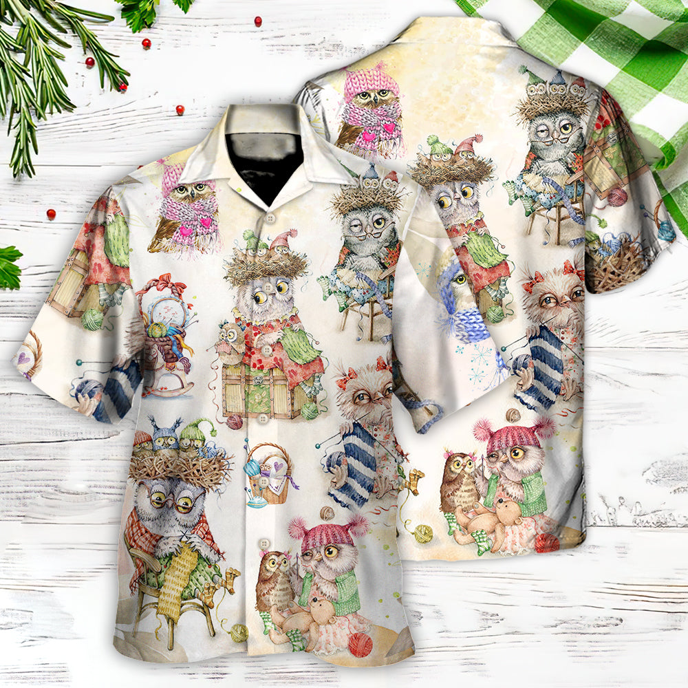 Owl Knitting Is Happy Place - Hawaiian Shirt - Reefox