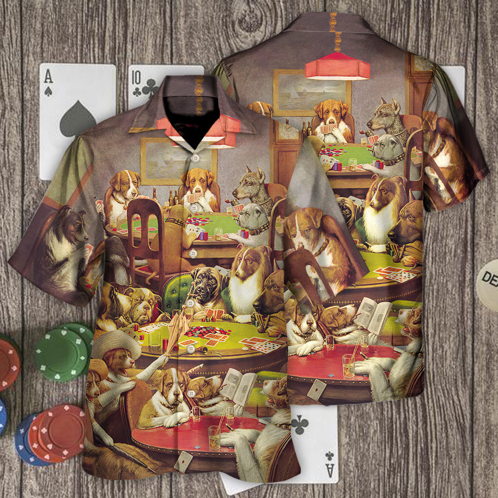 Gambling Dog Playing Poker - Hawaiian Shirt - Reefox