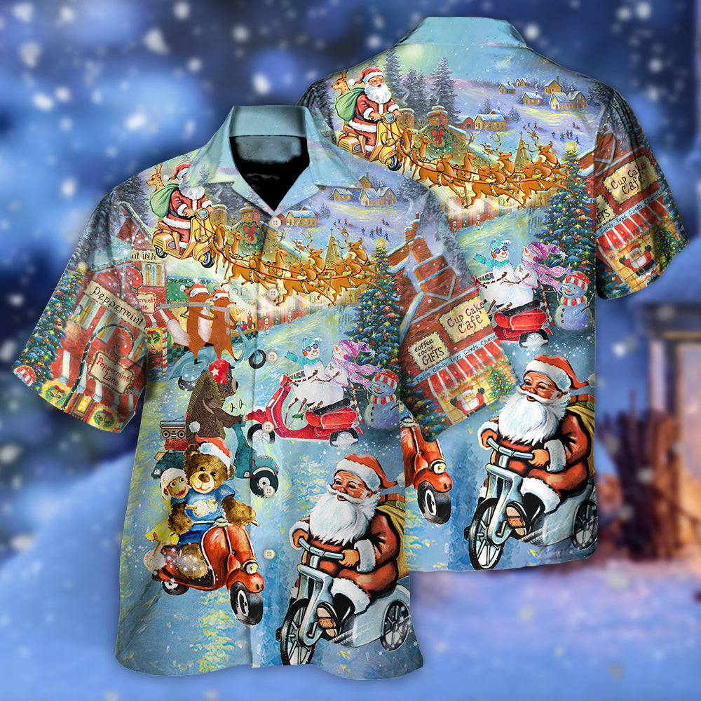 Christmas Santa And Animal Driving Scooter - Hawaiian Shirt - Reefox