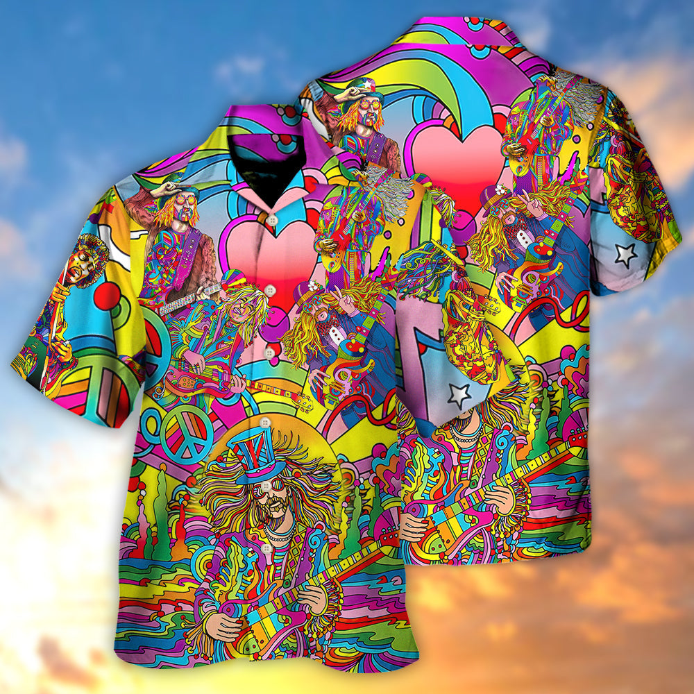 Hippie Music Guitar Psychedelic Musician - Hawaiian Shirt - Reefox