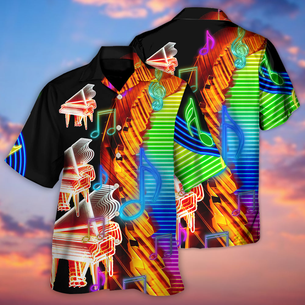 Piano Music Neon Colorful - Hawaiian Shirt - Reefox
